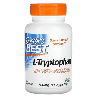 Doctor's Best, L-триптофан с TryptoPure, 500 мг, 90 растительных капсул