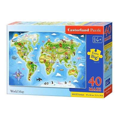 Пазлы 40 "Карта мира" MAXI
