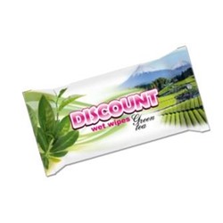 DISCOUNT Влажные салфетки (15шт) Green tea(аромат Зеленого чая) Antibacterial п/п. 132