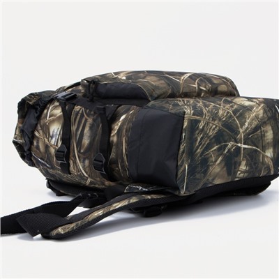 Рюкзак туристический, 40 л, отдел на стяжке шнурком, 3 наружных кармана, с расширением, Huntsman, цвет камыш