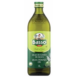 Масло оливковое рафинированное из выжимок с добавлением масла оливкового нерафинированного Basso Pomace Olive Oil 1 л
