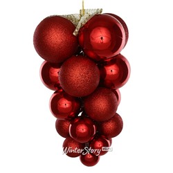 Гроздь из пластиковых шаров Almansora 30 см красная (Winter Deco)