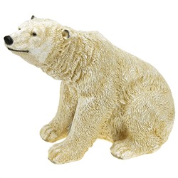 Скульптура-фигура для сада из полистоуна "Белый медведь сидячий" 22х26см (Россия)