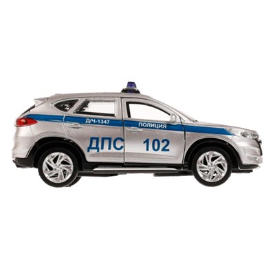 328316 Машина металл свет-звук HYUNDAI TUCSON ПОЛИЦИЯ 12 см, двер, баг, инер, кор. Технопарк