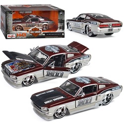 Кастомизированная машинка die-cast Harley-Davidson 1967 Ford Mustang GT, 1:24, чёрно-оранжевая