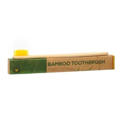 Зубная щетка бамбуковая средняя в коробке, желтая