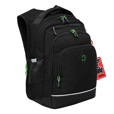 Рюкзак GRIZZLY (RB-450-1) 40*25*22см, цвет черно-зеленый, анатомическая спинка