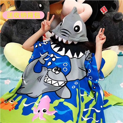 Детское полотенце с капюшоном, арт КД105, цвет: Shark, размер M 0-120