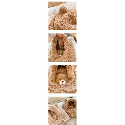 Балаклава детская зимняя, арт КД99, цвет:двухцветный медведь, белый