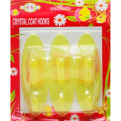 Крючки на липучке Cristal coat hooks (уп.- 3шт.) в ассортименте
