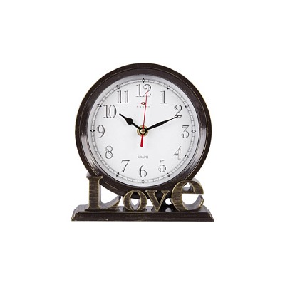 Часы настольные 19х17 см, корпус коричневый с золотом "Классика"  "Рубин" 1916-001 (10)