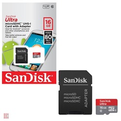 Карта памяти micro SDXC 16Gb SanDisk Ultra + адаптер SD