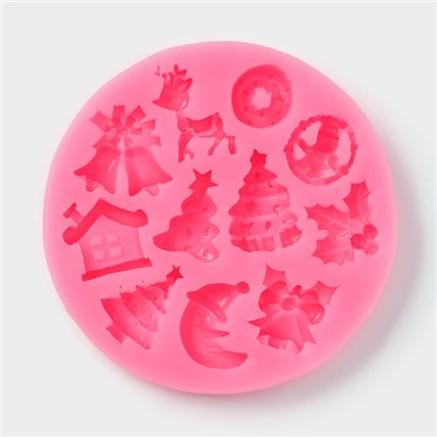 Силиконовый молд Доляна «Новый год», 9,5×9,5×1 см, цвет розовый