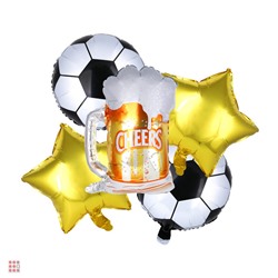 Набор шаров воздушных 5шт, фольгированных, футбол, пиво, 23x18 см