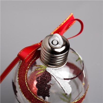 Набор ёлочных шаров «Шары с еловыми шишками» 3 шт., батарейки, 5 LED, свечение тёплое белое, УЦЕНКА