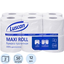 Бумага туалетная Luscan ComfortMax 2сл бел цел 50м 400л 12рул/уп