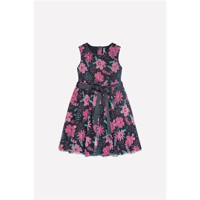 Платье  для девочки  К 5536/черный,цветы