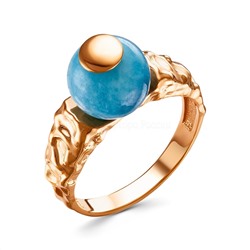Кольцо из золочёного серебра с кварцем цвета голубой аквамарин