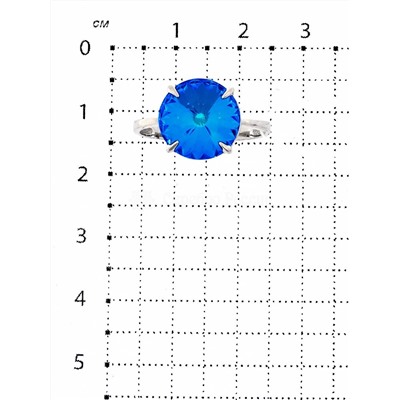 Кольцо из серебра с кристаллом Swarovski Королевский синий родированное 925 пробы кл-002-001L110D