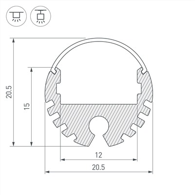Профиль ROUND-D20-2000 ANOD (Arlight, Алюминий)