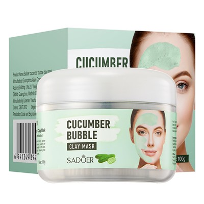 Очищающая пузырьковая маска для лица с огурцом SADOER CUCMBER BABBLE CLAY MASK, 100 гр