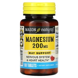 Mason Natural, Магний, 200 мг, 100 таблеток