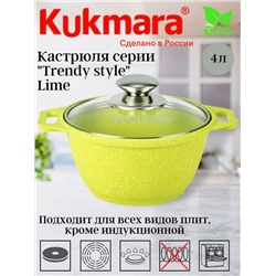 Кастрюля 4,0л со стекл. кр. АП "Trendy style" (lime) к41tsl