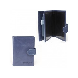 Обложка для авто+паспорт-Croco-ВП-1031  (с хляст, 5 внут карм)  натуральная кожа синий крек (217)   235638