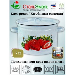 Кастрюля 7.0л 1с18с сер-гол. Клубника садовая