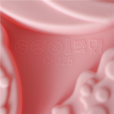 Форма для выпечки Доляна «Ёлочки», силикон, 22×20,6×2,5 см, 6 ячеек, цвет розовый