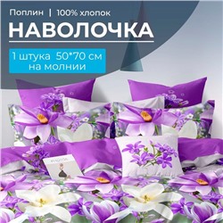 Наволочка 50*70 см, на молнии, поплин (Летний сад (основа))