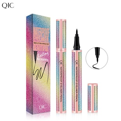 Стойкая подводка-фломастер в блестящем футляре QIC Waterproof Eyeliner