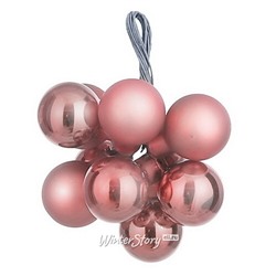 Гроздь стеклянных шаров на проволоке 2 см розовый mix, 10 шт (Edelman)