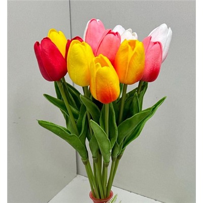Цветок искусственный декоративный Тюльпан силиконовый 1 бутон 35см