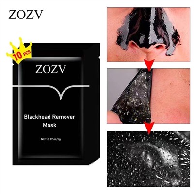 Очищающая маска от черных точек и прыщей с бамбуковым углем Zozv Blackhead Remover Mask 5гр (упаковка 10шт)