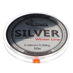 Леска монофильная ALLVEGA Silver, диаметр 0.08 мм, тест 0.89 кг, 50 м, серебристая