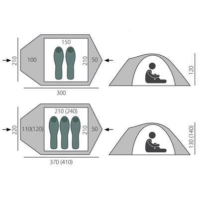 Палатка, серия Trekking Challenge 3, зелёная, 3-местная