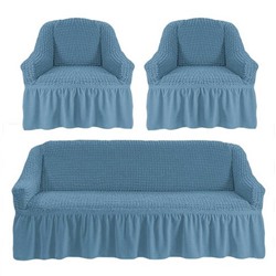 Чехол на 3-х местный диван и два кресла серо-голубой