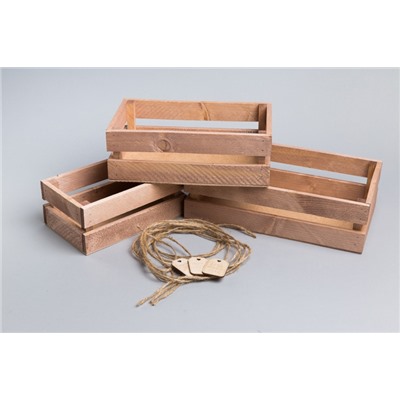 Ящик деревянный набор из 3шт реечный 30,5х18,5х9см состаренный дуб