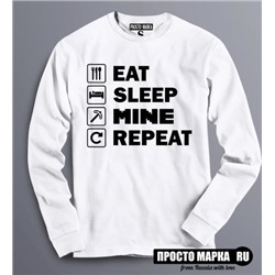 Толстовка Свитшот МАЙНКРАФТ EAT SLEEP MINE REPEAT