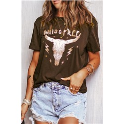 Brown WILD FREE Animal Graphic Tee