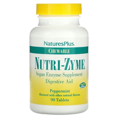 NaturesPlus, Жевательные Nutri-Zyme, перечная мята, 90 таблеток