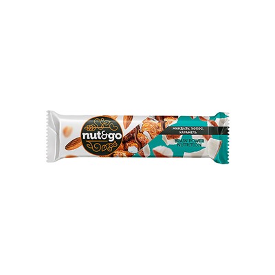 «Nut&Go», батончик с миндалём, кокосом, карамелью, 36 г