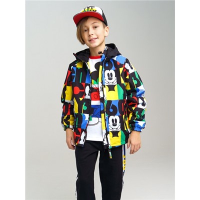 12231370 Куртка текстильная с полиуретановым покрытием для мальчиков (ветровка), разноцветный,черный