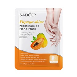 Увлажняющие маски-перчатки для рук с экстрактом папаи и никотинамида SADOER Papaya shine Nicotinamide Hand Mask, 35 гр