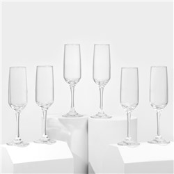 Набор стеклянных бокалов для шампанского Isabella, 200 мл, 6 шт