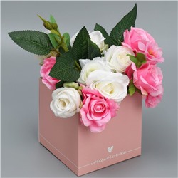 Коробка для цветов с PVC крышкой «Мамочке», 12 × 12 × 12 см