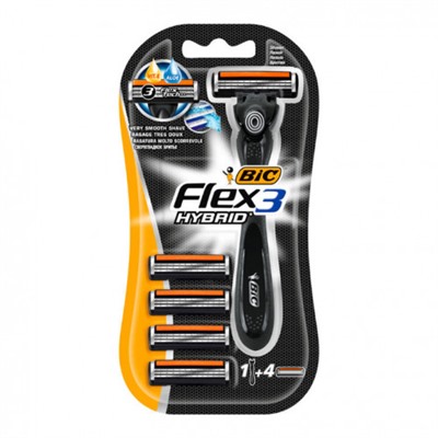 Станок Bic Flex 3 HYBRID (станок + 4 кассеты)