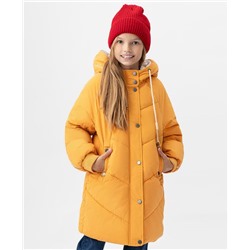 Скидка -50% Пальто зимнее с капюшоном желтое Button Blue