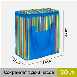 Термосумка на молнии 20 л, цвет голубой